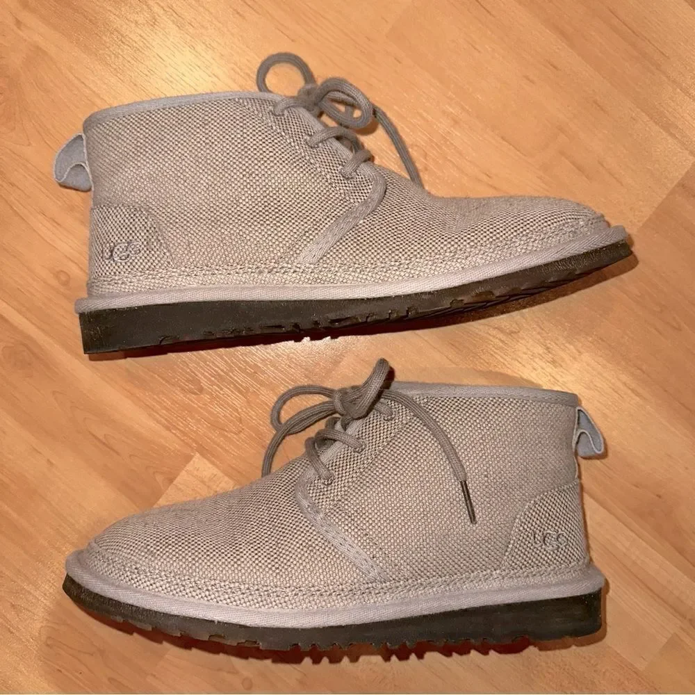 UGG M7 NEUMEL Tencel Fuzzy Gray Ankle Booties